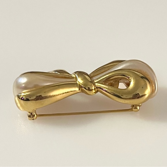 Vintage Napier Gold Tone Bow Brooch - Picture 4 of 14